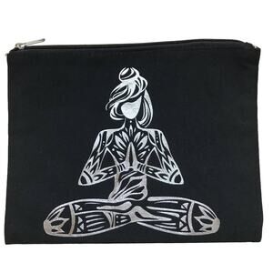 Yoga Girl Black Canvas Pouch 10″ x 7.75" Brand New